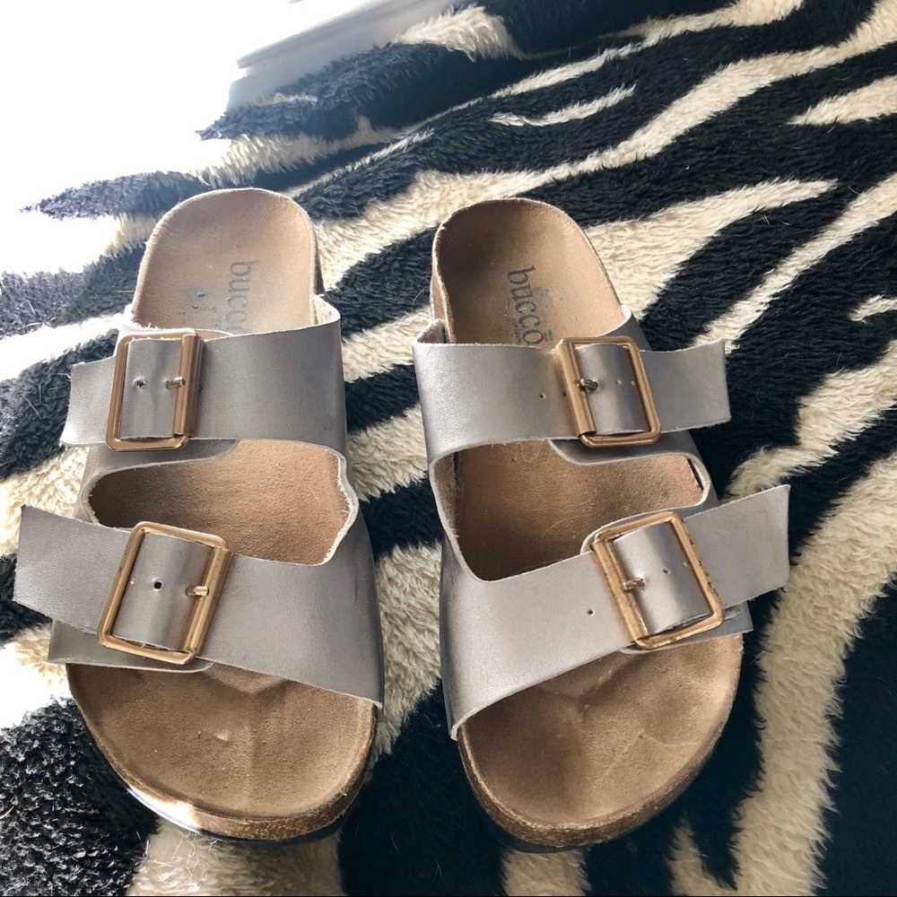 Bucco silver platform sandals size 8